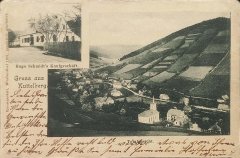 historická pohlednice vsi s kostelem