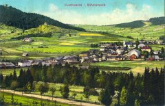 dobová pohlednice městyse s kostelem
