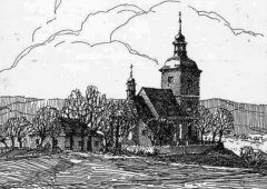 dobová pohlednice s motivem kostela