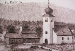 kresba s námětem kostela