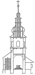 bokorys kostela od východu (od věže) po přestavbě v roce 1681