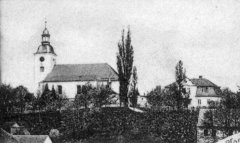 výřez snímku s kostelem z předchozí pohlednice