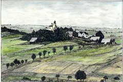 obraz kostela od Josefa Hortiga z Třebína