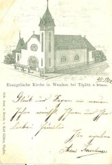 dobová pohlednice s námětem kostela