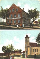dobová pohlednice vsi s kaplí