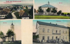 dobová pohlednice vsi s kaplí (vlevo dole)