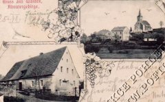 dobová pohlednice vsi s kostelem