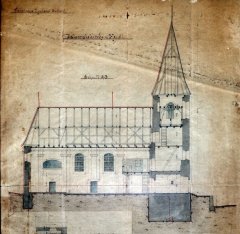plány kostela - řez A - B