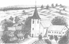 kresba s námětem kostela