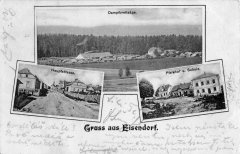 dobová pohlednice vsi s kostelem (na levém snímku)