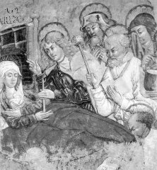 fragment nástěnné malby "Smrt Panny Marie"