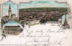 dobová pohlednice města s kostelem