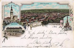 dobová pohlednice města s kostelem