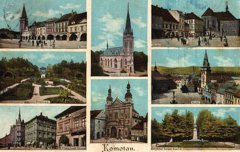 dobová pohlednice města s kostelem