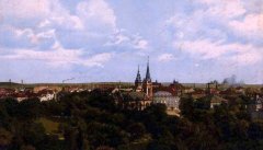 dobová pohlednice města s kostelem