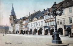 historické foto věže kostela (vlevo na horizontu)