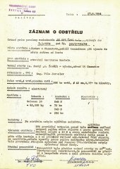 záznam o odstřelu