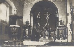 historické foto interiéru kostela - hlavní loď