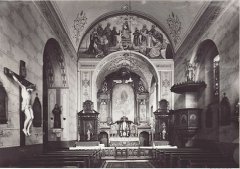 historické foto interiéru kostela (zadní část)