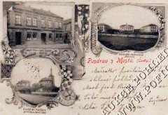 dobová pohlednice města s kostelem