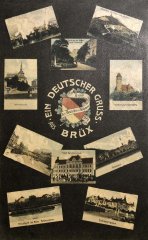 historická pohlednice s kostelem (vlevo ve 2. řadě)