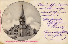 dobová pohlednice s námětem kostela