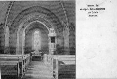 interiér kostela na dobové pohlednici