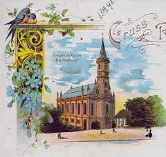kostel na dobové pohlednici