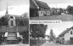 dobová pohlednice vsi s kaplí