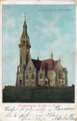 dobová pohlednice s motivem kostela