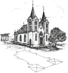 kresba kaple a jejího půdorysu