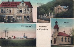 dobová pohlednice vsi s kaplí