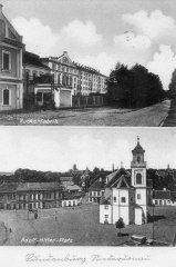 dobová pohlednice města s původním kostelem
