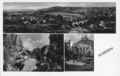 kostel na dobové pohlednici (vpravo dole)