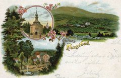 dobová pohlednice lázní s kaplí
