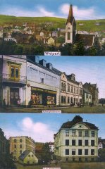 dobová pohlednice města s kostelem