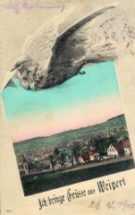 dobová pohlednice města s kostelem