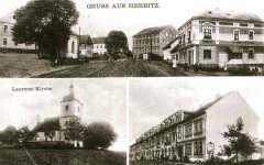 dobová pohlednice obce s kaplí (na horním snímku)