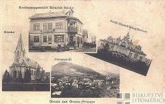 dobová pohlednice vsi s kaplí