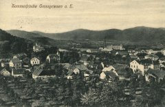 dobová pohlednice vsi s kaplí (kaple vlevo od středu)