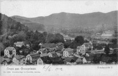 dobová pohlednice vsi s kaplí