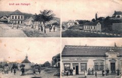 dobová pohlednice vsi s kaplí (na levém dolním snímku)