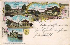 dobová pohlednice vsi s kaplí