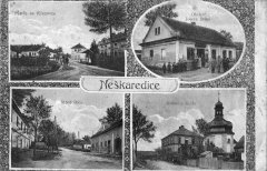 dobová pohlednice vsi s kaplí