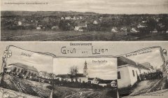 historické foto obce s kaplí (dole uprostřed)