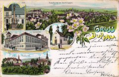 dobová pohlednice města s kaplí (uprostřed)