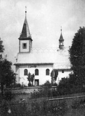 historické foto kostela před požárem