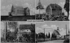 dobová pohlednice vsi s oběma kostely