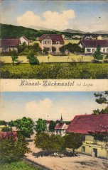 dobová pohlednice vsi s kaplí