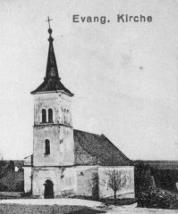 výřez snímku s kostelem z předchozí pohlednice